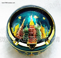 Special price R240 Russian tin metal ashtrays flat bottom round spherical Phnom Penh hidden blue green castle Grand Eurostyle