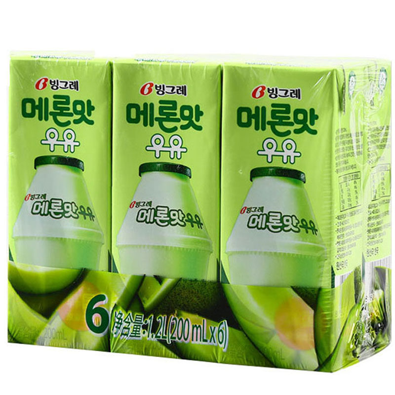 【天猫超市】韩国进口 宾格瑞哈密瓜味牛奶饮料 200ml*6 香滑口感