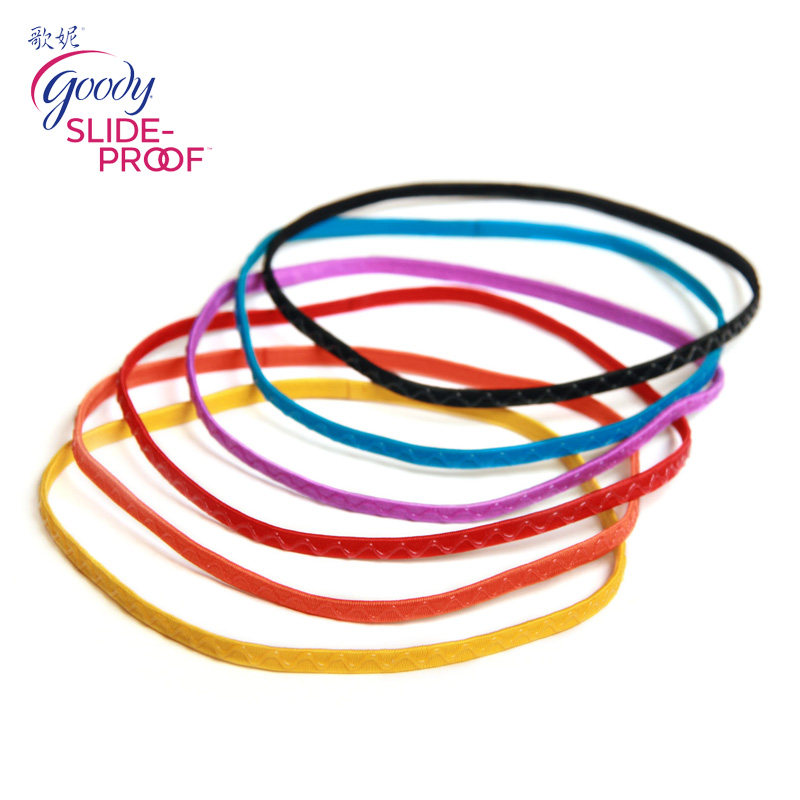 Goody/歌妮美国进口 防滑发带 S硅胶条 健身运动头带头绳6根