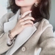 Daxi tự làm mùa đông mới 100% len thủ công hai màu áo hai mặt nữ phù hợp với cổ áo len lông thủy triều áo khoác nữ hàn quốc Áo len lót đôi
