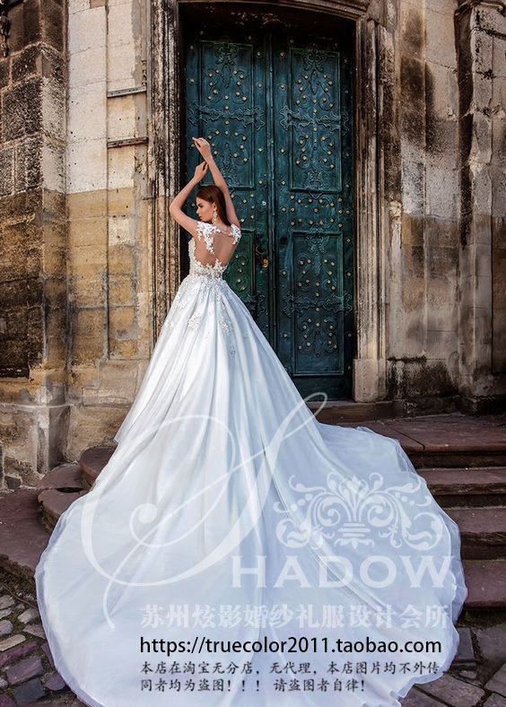 Fashionable design lace demi-season decorations for bride, backless
