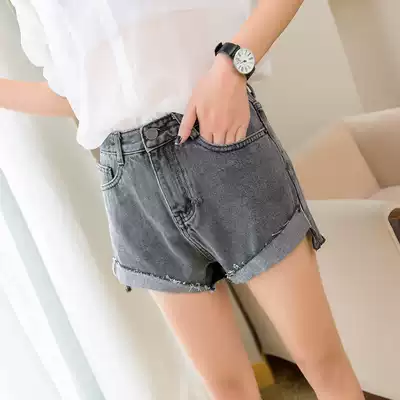 European college denim shorts female Korean version of all-match black and gray slim-fit student tide spring and summer new European station hot pants