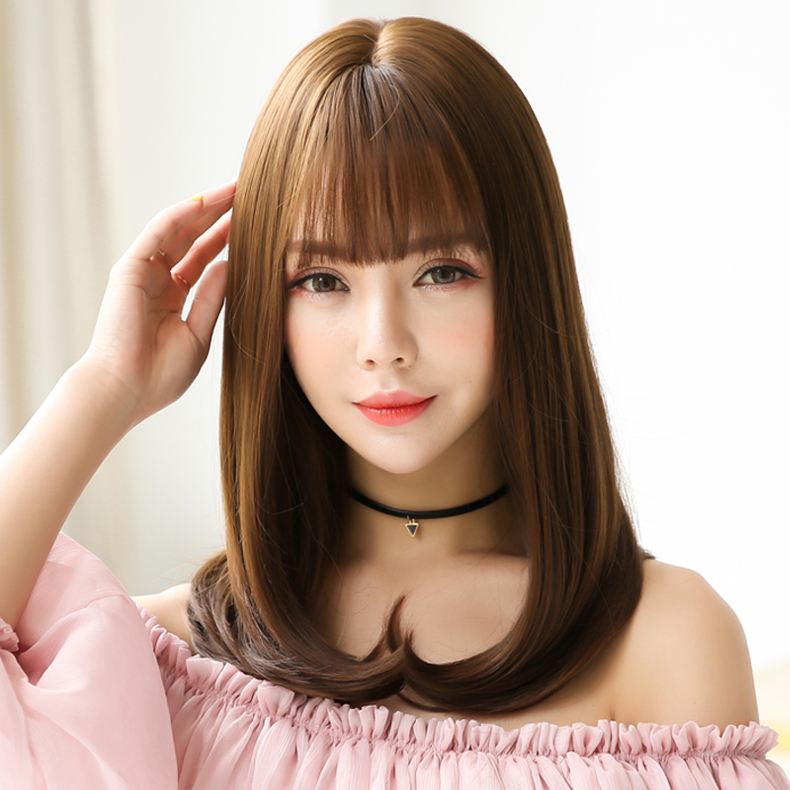 公主假发 韩国女长卷发 空气刘海中分直发逼真女生假发修脸bobo头