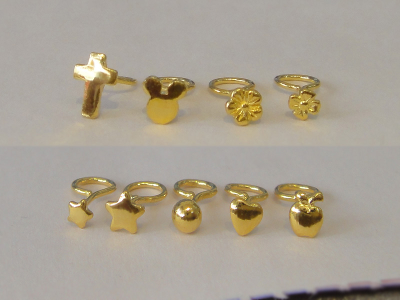 999 foot gold small ear needle 24K pure gold earrings earrings men and women earrings crocheted bean