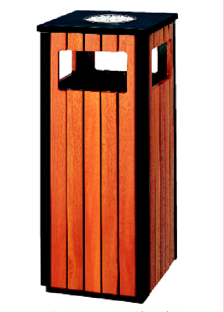 Scenic park square trash can Community fruit shell bucket with ashtray Street sanitation iron and wooden fruit leather box