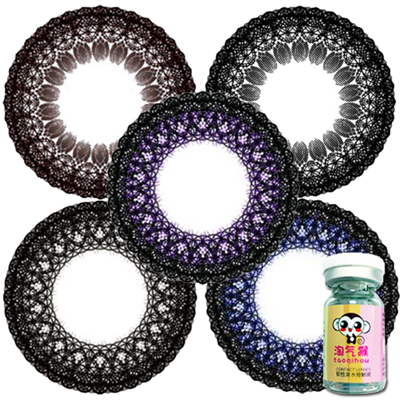 淘气猴蕾丝美瞳大直径小黑裙紫灰色自然黑色隐形近视眼镜年抛TQH
