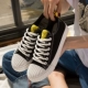 Giày vải hàn quốc nữ 2018 hè mới in siêu lửa phẳng ulzzang phong cách Harajuku giày đường phố clapper