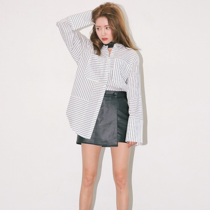 韩国stylenanda官方正品 性感交叠摆裙裤-黑色