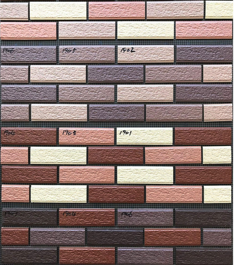 Foshan Outer Wall Brick Tile Wall Brick Villa Through Body Brick Matt 45145 Engineering Paper Leather Brick Rural Three Color Brick