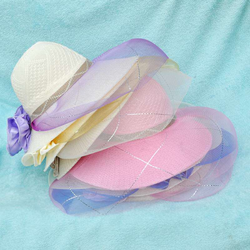 Fashion New Multicolor Lady Great Along Dome Mesh Veil Sunhat Han Version Sunhat Wedding Dress Lady Cap Factory Price