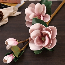 European-style Magnolia artificial flower feel PU big magnolia living room decoration big bunch floor landing high-grade real fake flower decoration
