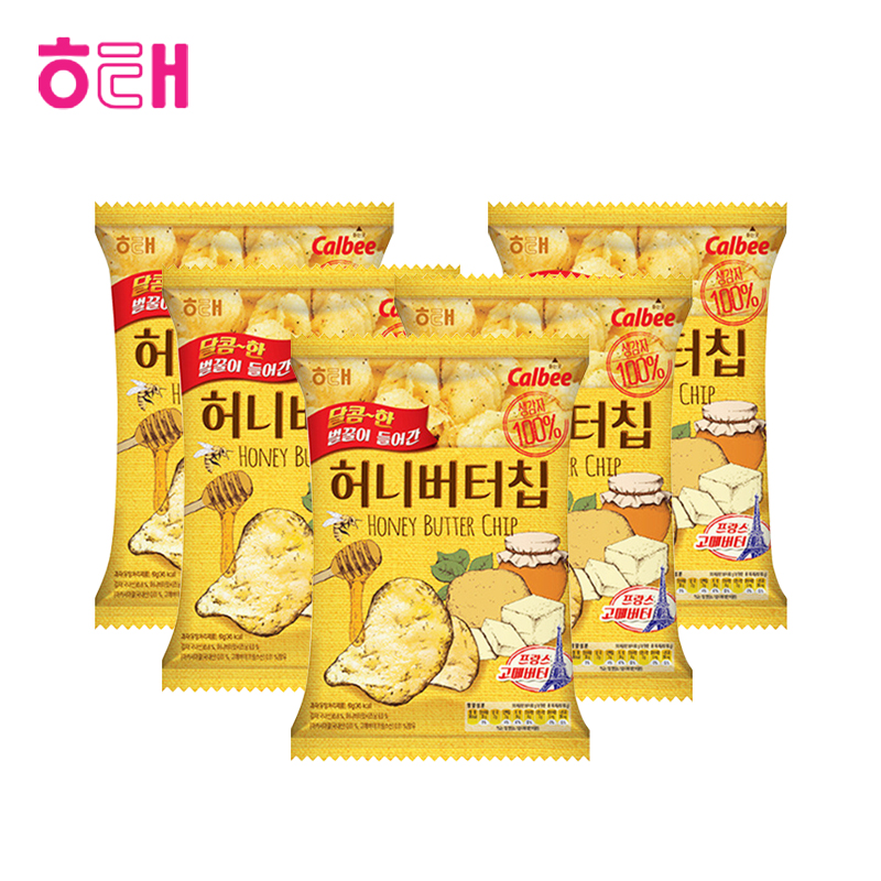韩国直邮calbee海太 人气蜂蜜黄油薯片土豪薯片120g*5包 大包装