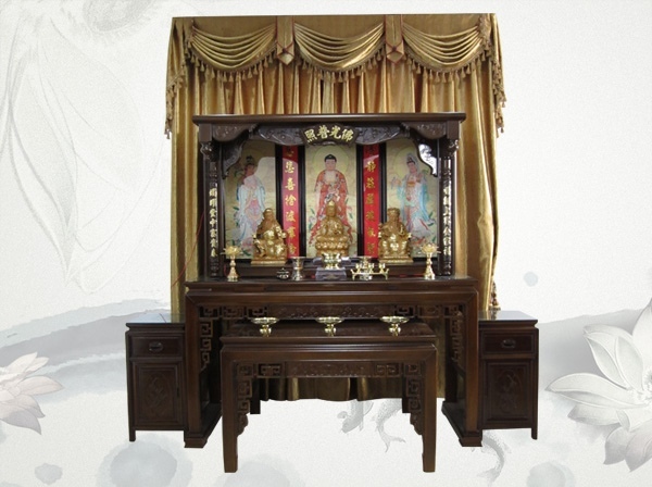 Haixin Buddha Nanmu Buddha Hall for table Chinese Lotus Shrine Gongtai combination 133 155 176 196 Wide