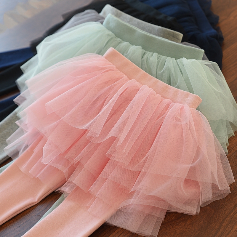 Fairy's six-story dress inside a pair of pants pure cotton sashimi Elastic Fairy Skirt Pants Girl Pants Girl Pants Skirt Children New