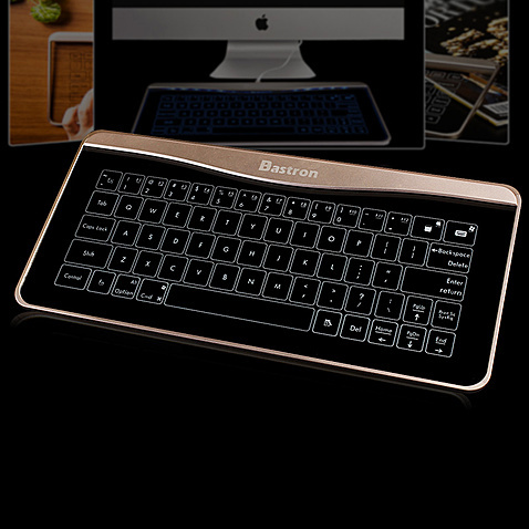 Bastron Glass Keyboard Fashionable Ultra-Thin Transparent Laptop Touch Keyboard Gaming Office Keyboard