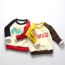 Winter paragraph Han version Childrens baby Gapped thickened Warm Pure Cotton Casual Parquet Boy Girl Beat the bottom shirt