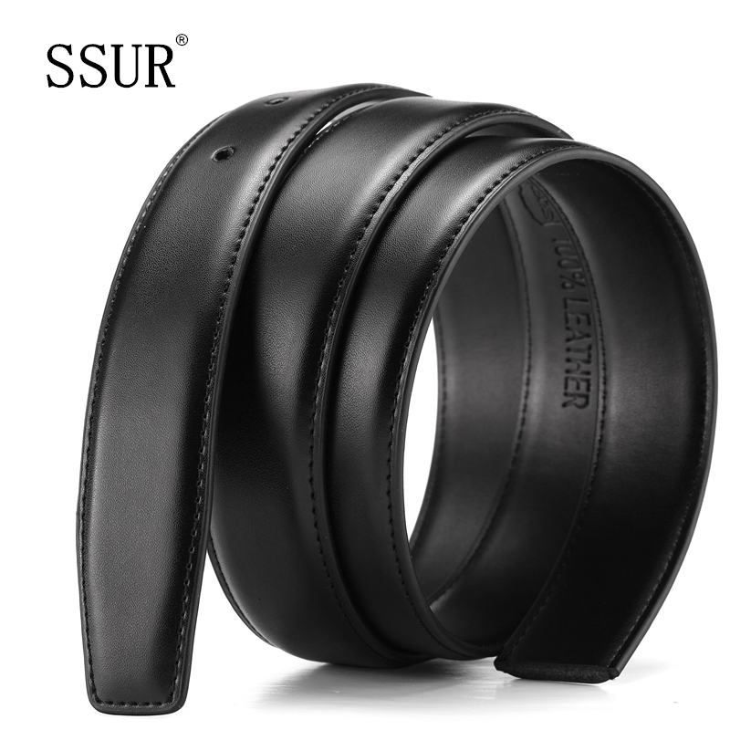 Belt men's leather without head smooth buckle pants belt punched belt plate buckle pin buckle leather headless without buckle belt body