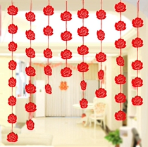 Tanabata Valentines Day decoration door curtain non-woven hanging decoration heart-shaped jewelry store room indoor ceiling decoration creativity