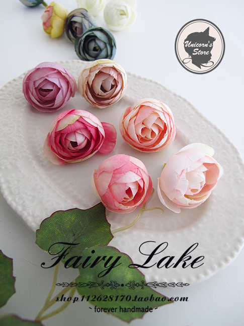 Fairy Core Tea Rose Pink Handmade Flower Head Bracelet Bridal Headdress Mori Girl Wreath Fake Flower