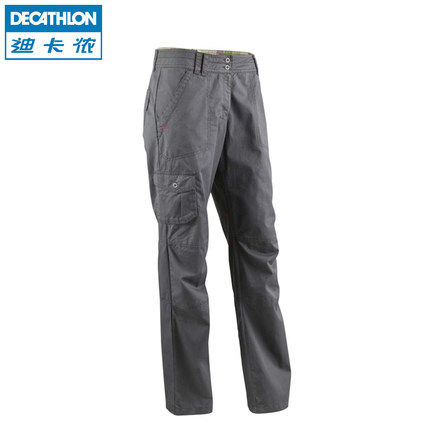 迪卡侬 户外休闲裤 女式 徒步登山纯棉女裤直筒长裤 QUECHUA L1