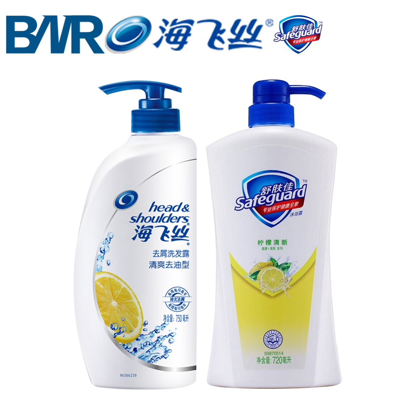 海飞丝去屑止痒洗发水 控油洗发露750ml 舒肤佳沐浴露720ml家庭装