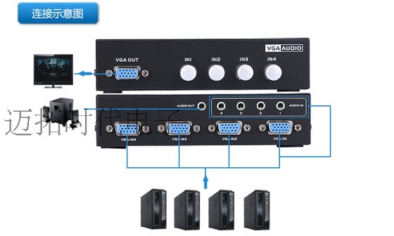 Maxtor MT-15-4AV 4포트 VGA 스위처 4입력 1출력 VGA 스위치 + 오디오 출력