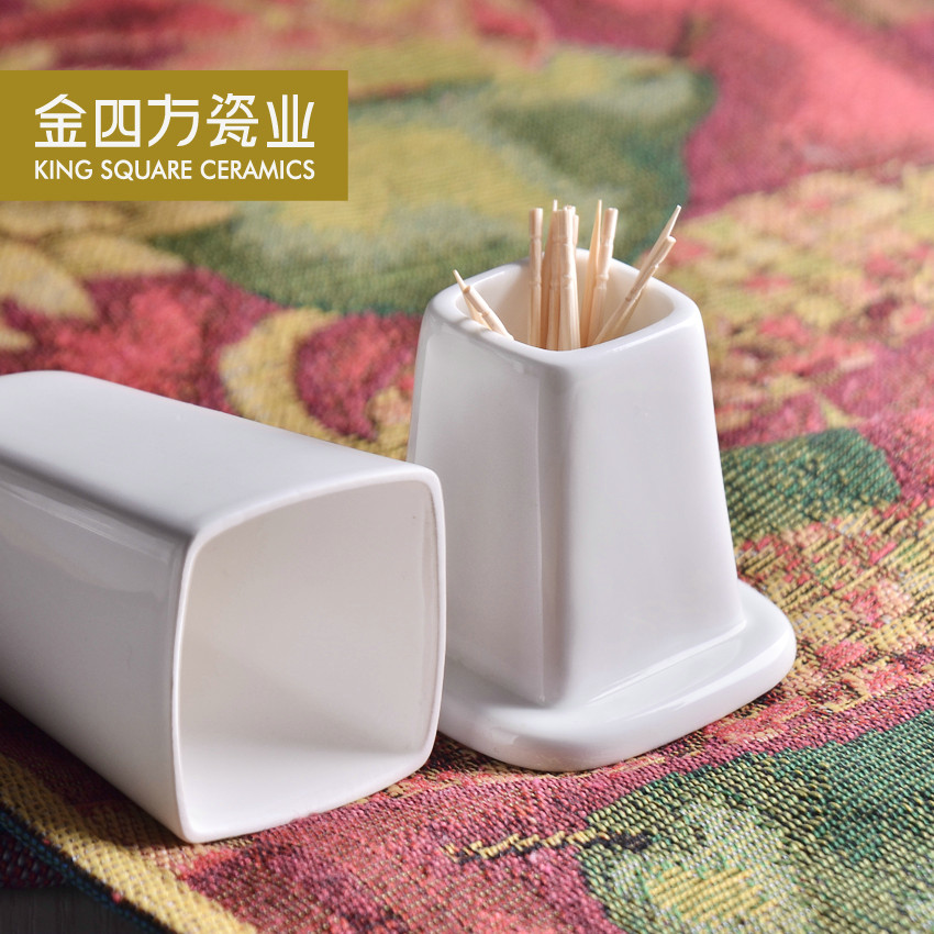 Gold sifang creative ipads porcelain tooth sign box ceramics toothpicks extinguishers pure white toothpicks can family hotel dining table