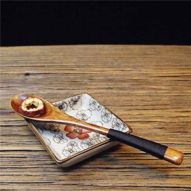 Creative Retro Tie Thread Spoon Natural Nanwood Spoon Honey Fruit Jam Stirring Long Handle Coffee Spoon Baby to Eat Spoon