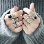 S925 sterling bạc ngón tay nhẫn nhẫn phụ nữ bầu không khí Thái bạc cường điệu chung xu hướng thời trang đuôi nhẫn trang sức Hàn Quốc nhẫn nam kim cương