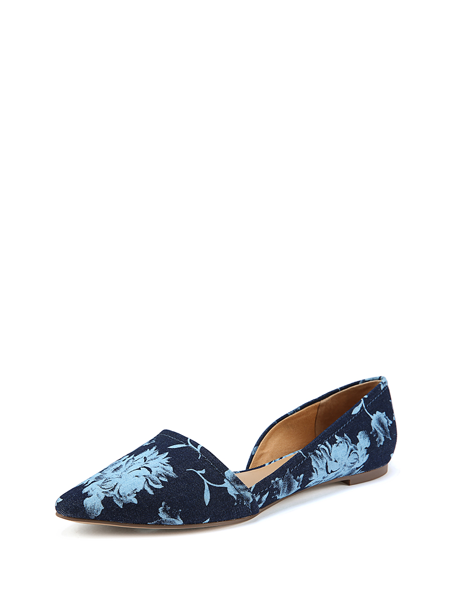 FRANCO SARTO 藏青底蓝色印花尖头平底鞋