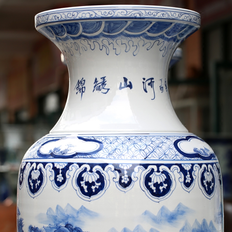 Jingdezhen ceramic hand - made splendid sunvo landing quiver home sitting room hotel Chinese big vase furnishing articles