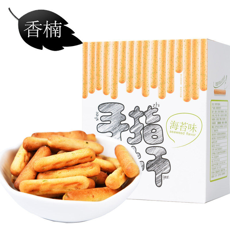 【天猫超市】香楠 手指饼干 海苔味 8袋装 卡通小吃零食饼干 216g