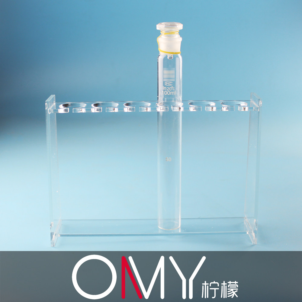 有机玻璃比色管架 100ml 单排6孔 孔径31mm 孔开口设计