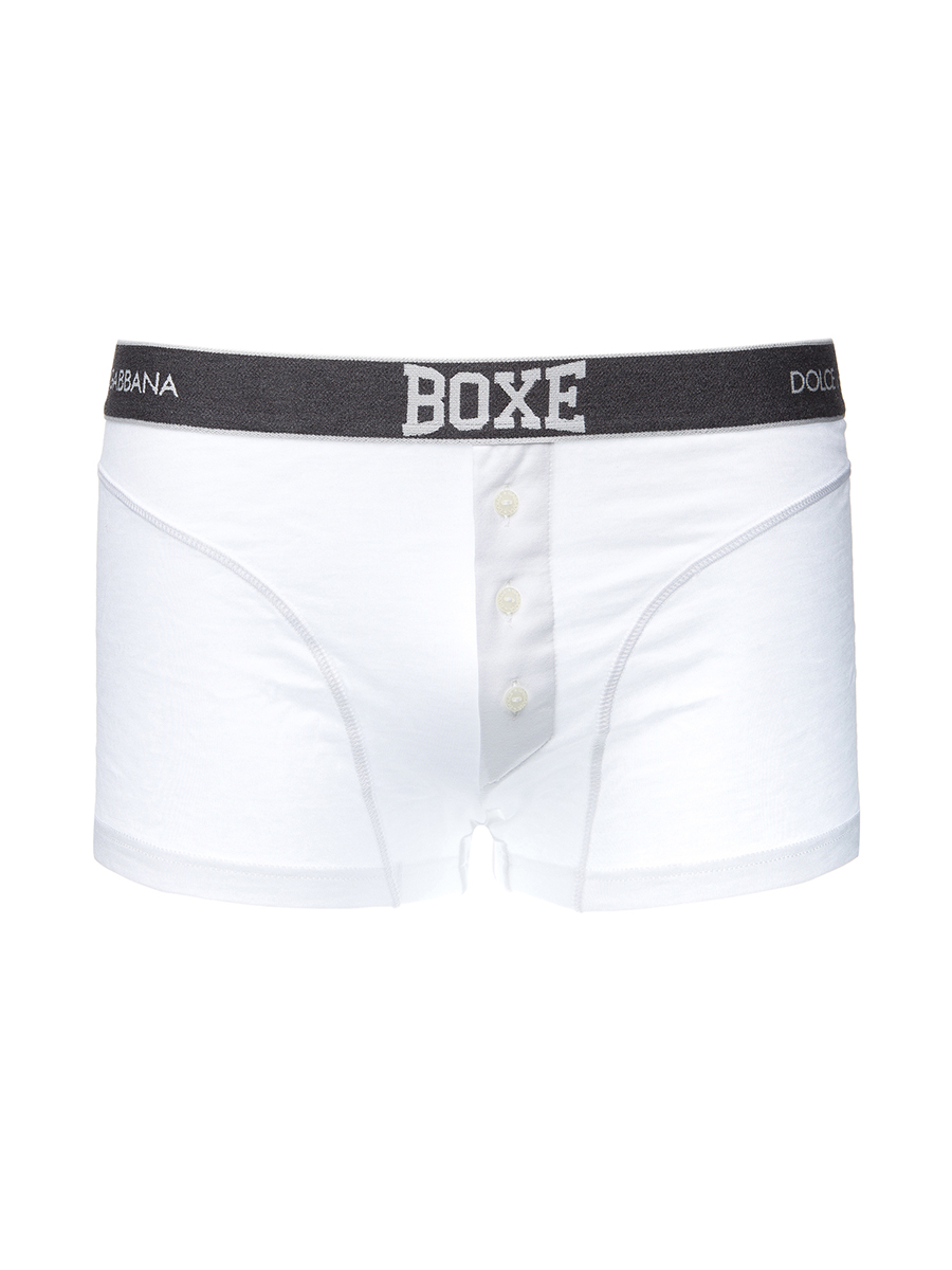 Dolce&Gabbana 白色纽扣门襟饰Logo四角内裤