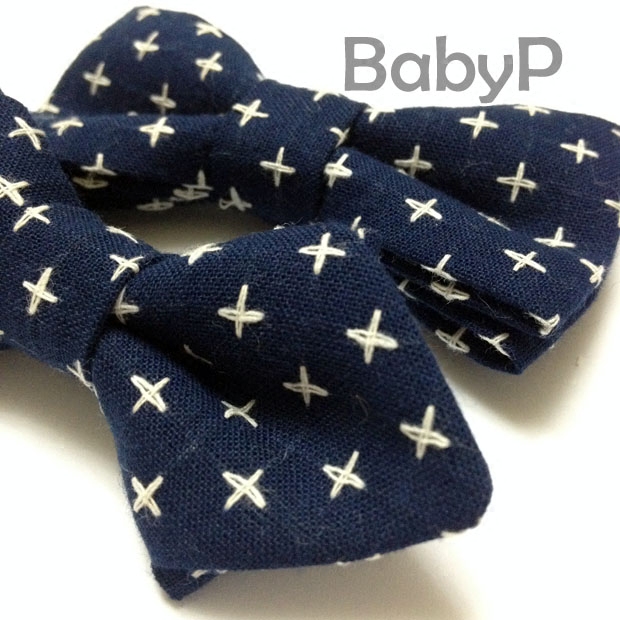 BabyP high-end custom cross flower navy blue children's bow tie baby bow tie boy baby parent-child bow tie