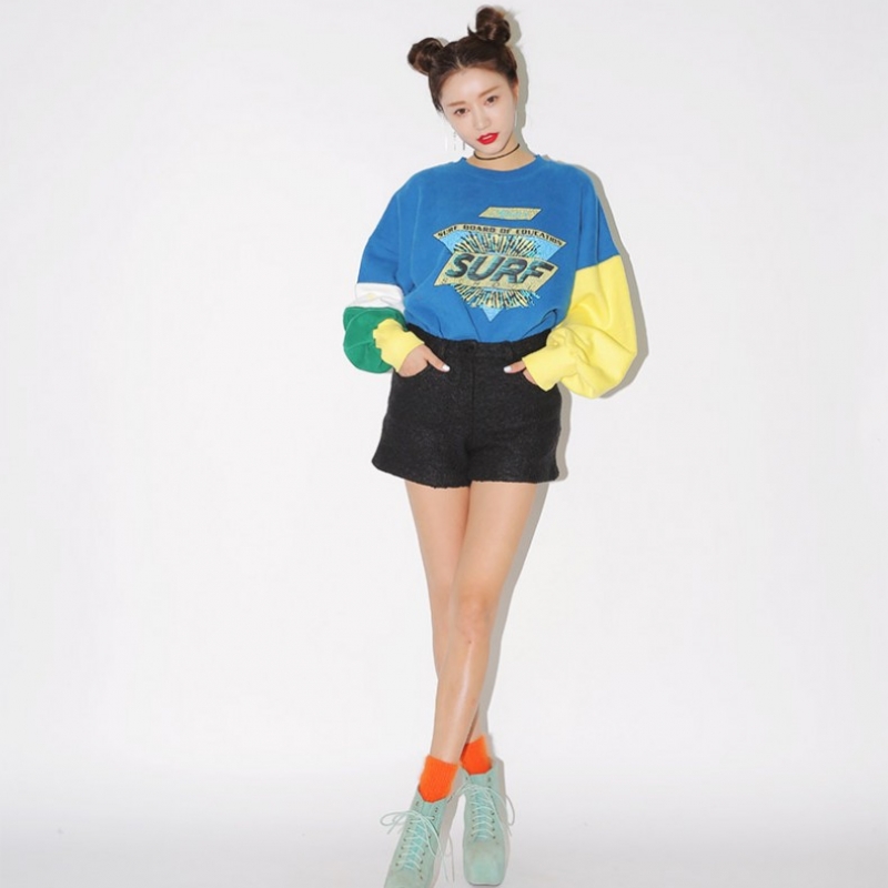 韩国stylenanda官方正品 时尚款百搭纯色羊毛混纺短裤-黑色