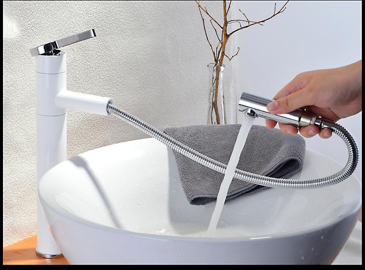 Makeup Room White Rose Face Basin Pull-out Tap Hot And Cold Hand Wash Washbasin Extension D3EB-4C72