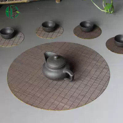 Oval tea mat bamboo mat tea ceremony accessories coaster pot mat bamboo kung fu tea mat Japanese style tea curtain can be customized