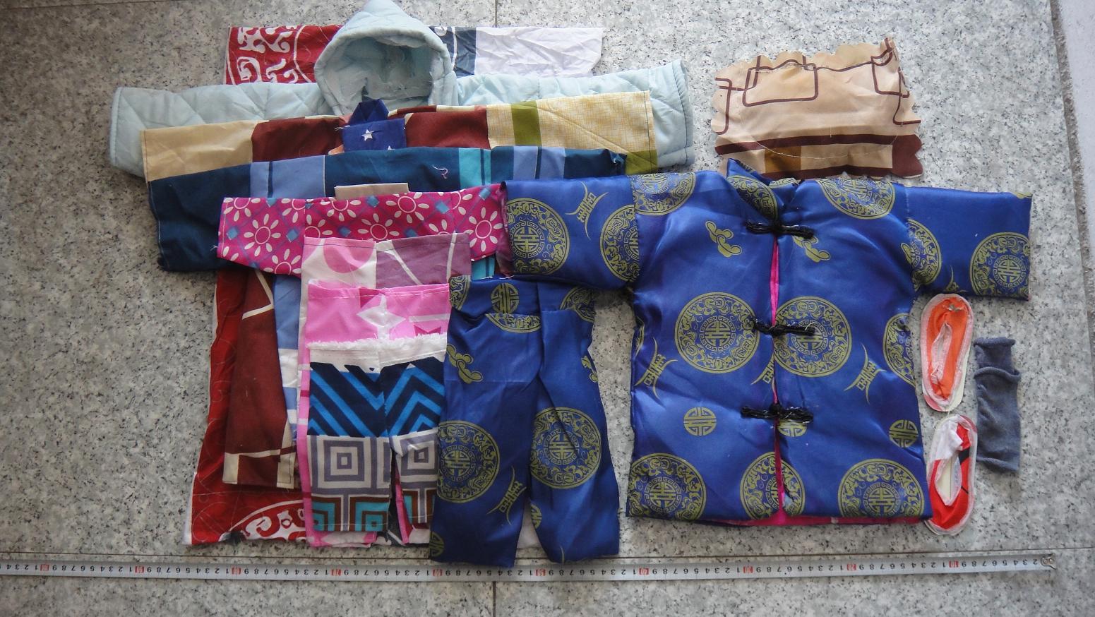 Ancestor sacrifice supplies dark clothes printing set cotton clothes four seasons wear clothes a total of 15 pieces of men's 9 clothes 6 accessories