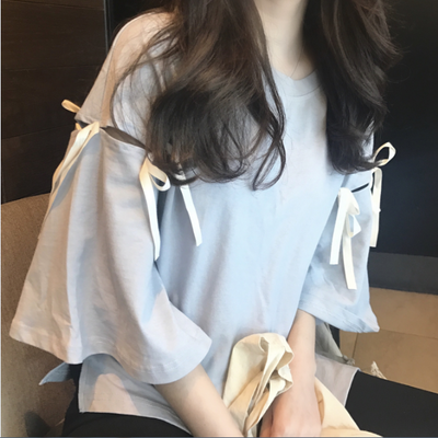 短袖T恤女夏2017新款韩版宽松百搭学生bf风软妹港味七分袖上衣服