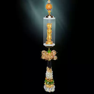 Three-sided three-dimensional Guanyin gold-plated Buddha statue Crystal car pendant safety charm car jewelry car pendant wholesale