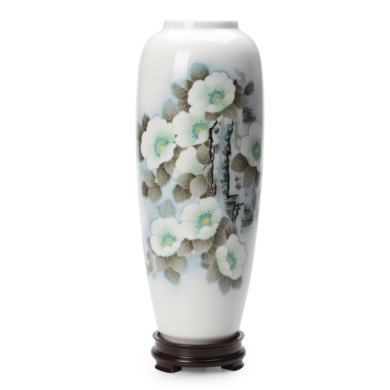 Under the liling porcelain glaze colorful vase hand - made hibiscus flower vase furnishing articles 36 cm high porcelain crafts and gifts