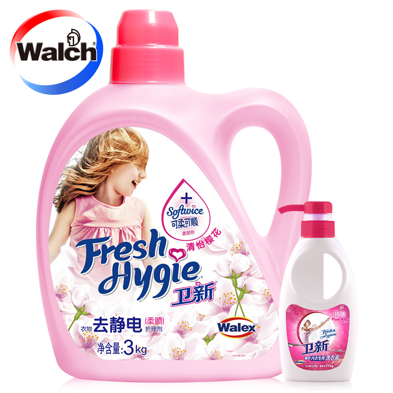Walch/威露士卫新衣物柔顺剂3L送清怡樱花护理洗衣液