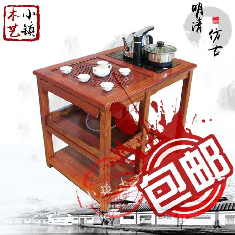 Solid wood tea Taichung style small tea table chair combination antique furniture qigong fu tea table tea table tea art table Classic tea table special price