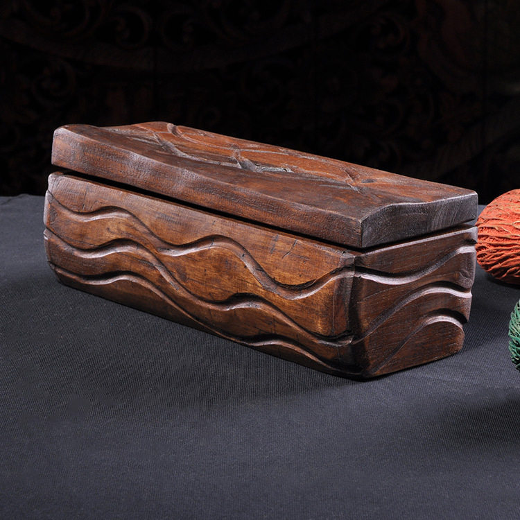 Thailand imported handicraft solid wood carving jewelry box creative characteristic retro storage box Southeast Asia decorative box