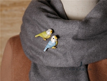 Literary and artistic fresh bird brooch French retro glazed bird pin Fashion forest scarf shawl buckle needle cardigan