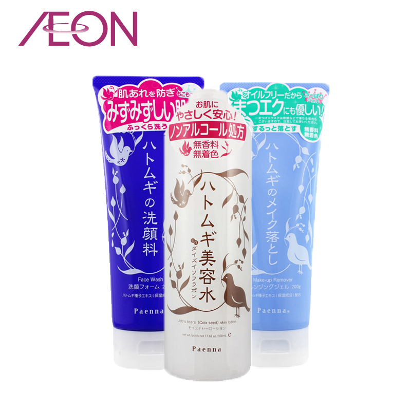 AEON（日本）paenna 薏仁护肤套装 卸妆啫哩+洗面奶+化妆水