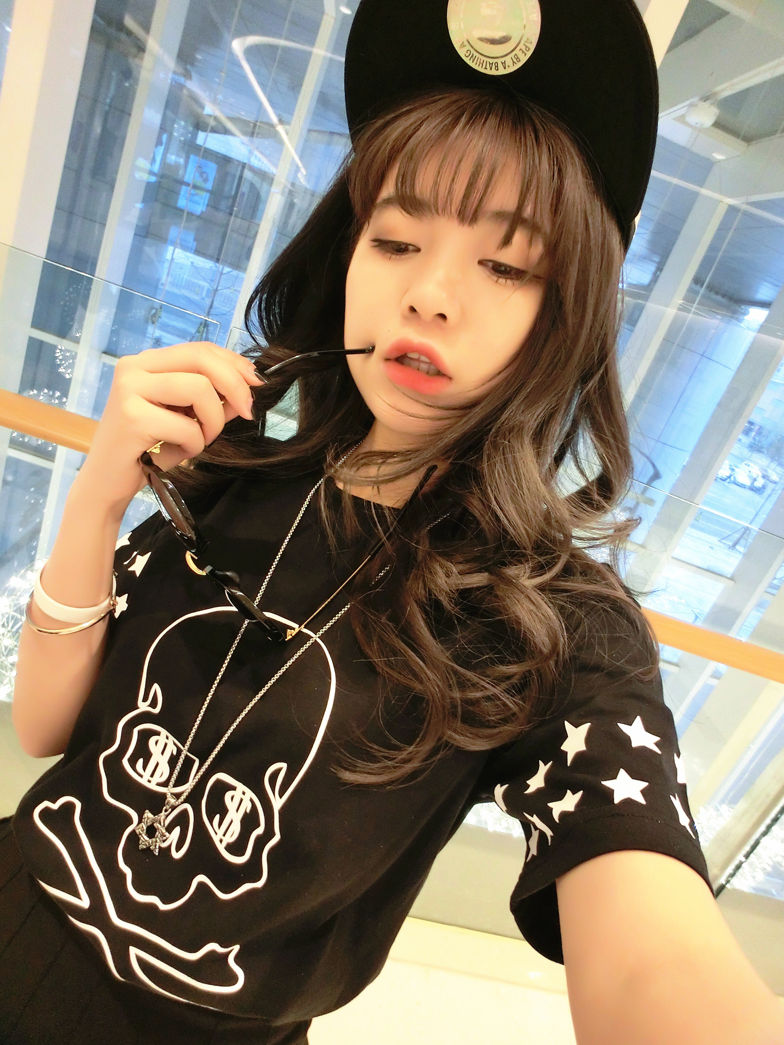 Hanzi Out Trend Original Exclusive Loose Black Skull Pure Cotton Short Sleeve Blouse Blouse for lovers T-shirt spot