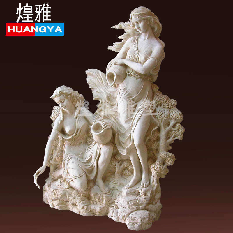 European-style artificial sandstone figures round carving twin statue sculpture garden landscape villa twin statue fountain sculpture