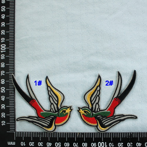 Heart embroidery colored swallow embroidery Rock and roll ethnic Yan Back rubber cloth patch embroidery tattoo totem